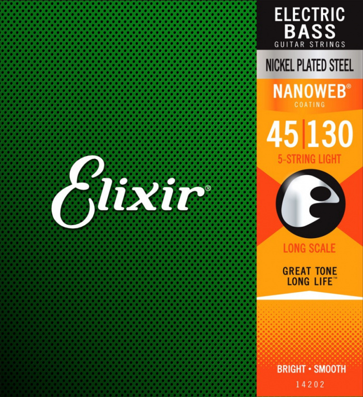 Elixir 14202 NANOWEB Комплект струн для 5-струнной бас-гитары