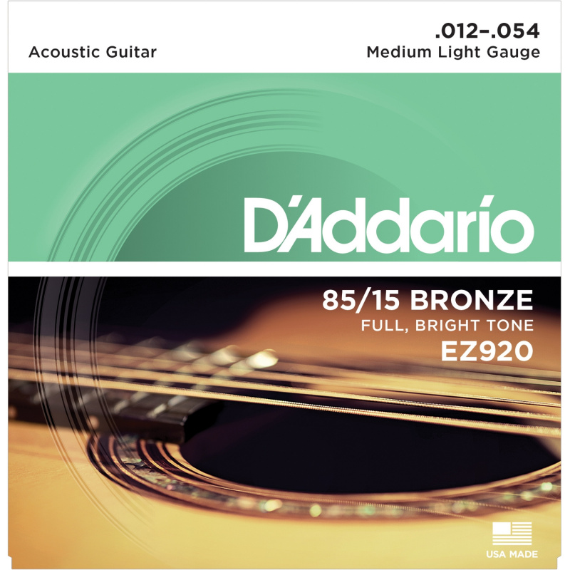 D'Addario EZ920 струны для акустической гитары (12-54), бронза 85/15