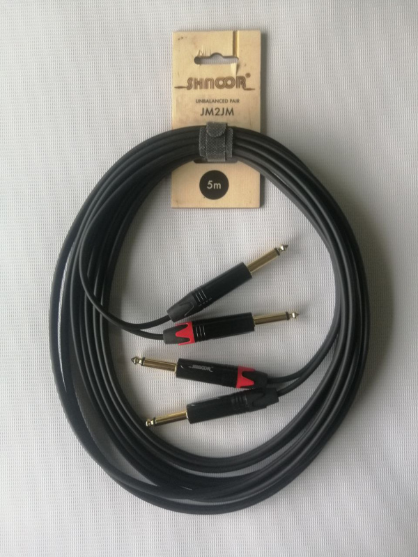 SHNOOR JM2JM-5m сдвоенный компонентный кабель с 2x6,3мм-2х6,3мм моноджеками, проводники 0,226mm, 5м.