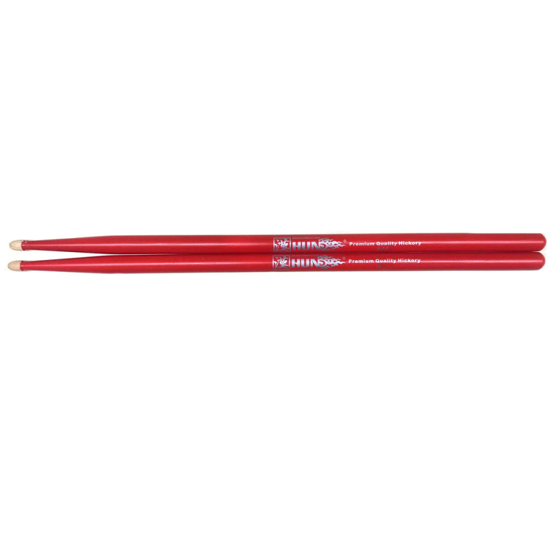 HUN Red&Silvery X5B барабанные палочки, орех, размер X5B, красные с серебристыми надписями