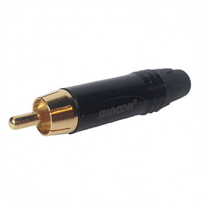 SHNOOR SRCM-G-B разъём RCA "тюльпан" кабельный "папа" чёрный, чёрный хвостовик, позолоченный контакт