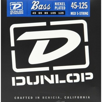 Dunlop 2PDBN45125 cтруны для 5-струнной бас-гитары, никелированные, Medium, 45-125