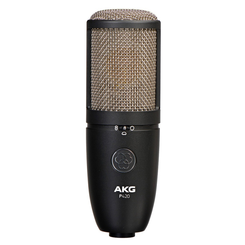 AKG P420 конденсаторный микрофон, 3 диаграммы напр., 20-20000Гц, 28мВ/Па, SPL до155дБ, SH300 "паук",