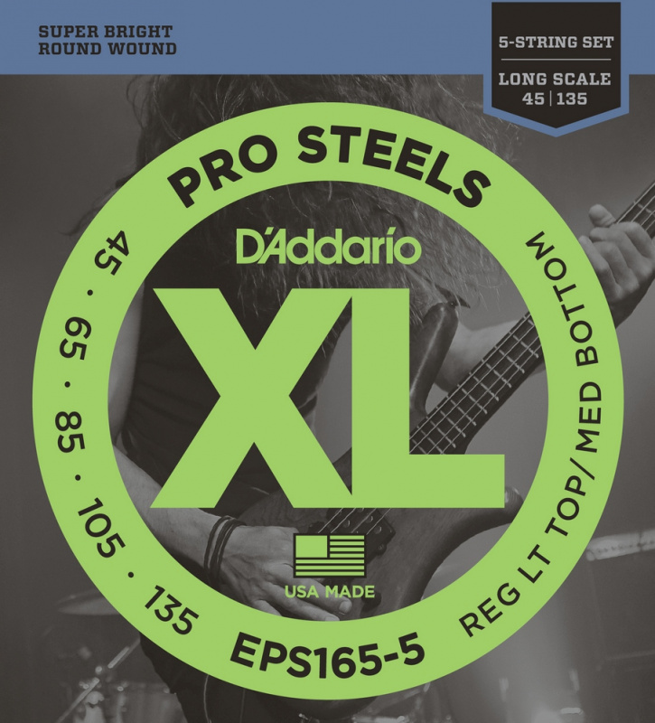 D'Addario EPS165-5 струны для 5-струнной бас-гитары 45-135, сталь