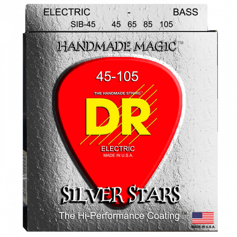 DR SIB-45 SILVER STARS™ струны для бас-гитары (45-105), прозрачное покрытие