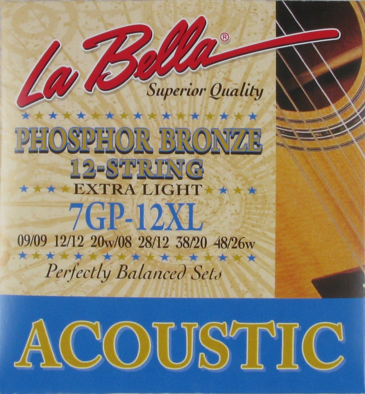 La Bella 7GP12XL струны для акустической 12-струнной гитары (9-48), фосфорная бронза