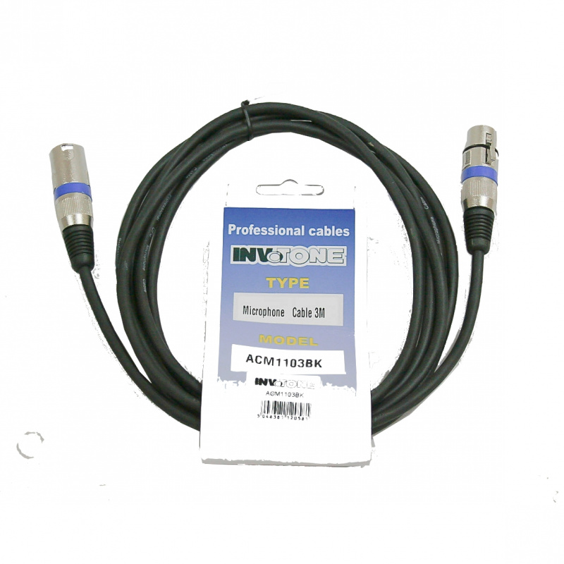 Invotone ACM1110/BK микрофонный кабель, XLR(папа) <-> XLR(мама), длина 10м.