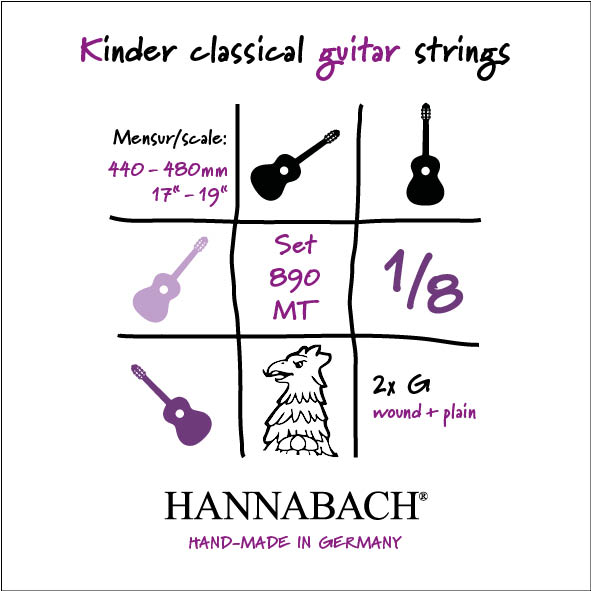Hannabach 890MT18 Kinder Guitar Size комплект струн для классической гитары 1/8, посеребренные