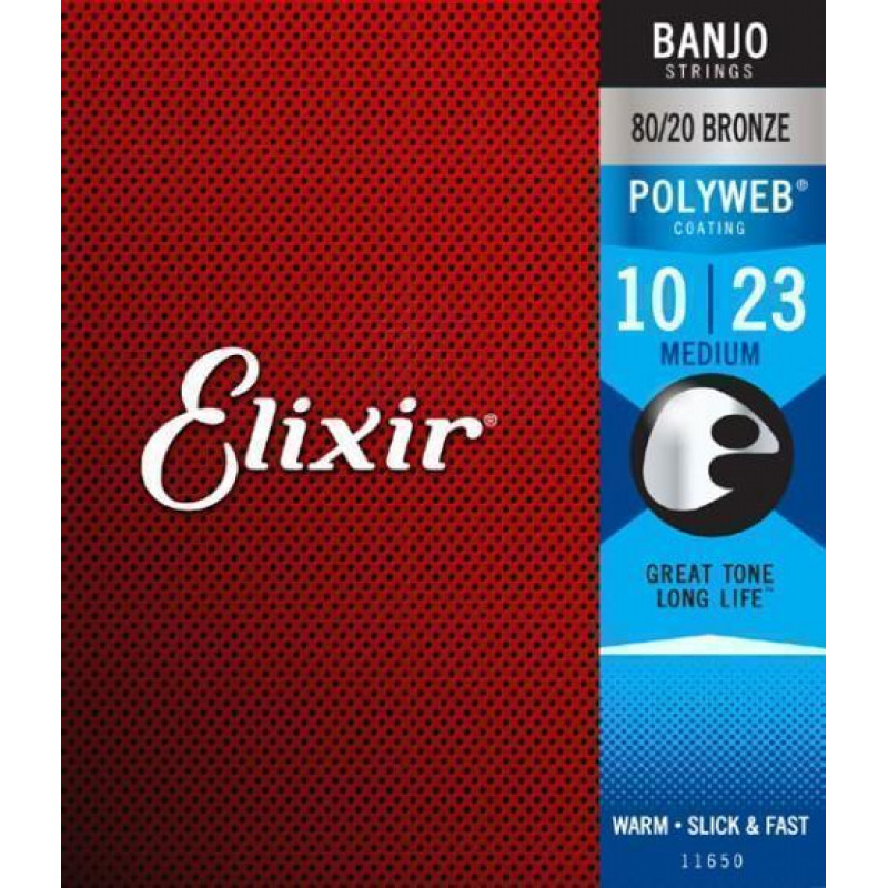 Elixir 11650 POLYWEB комплект струн для банджо, Medium, 10-23